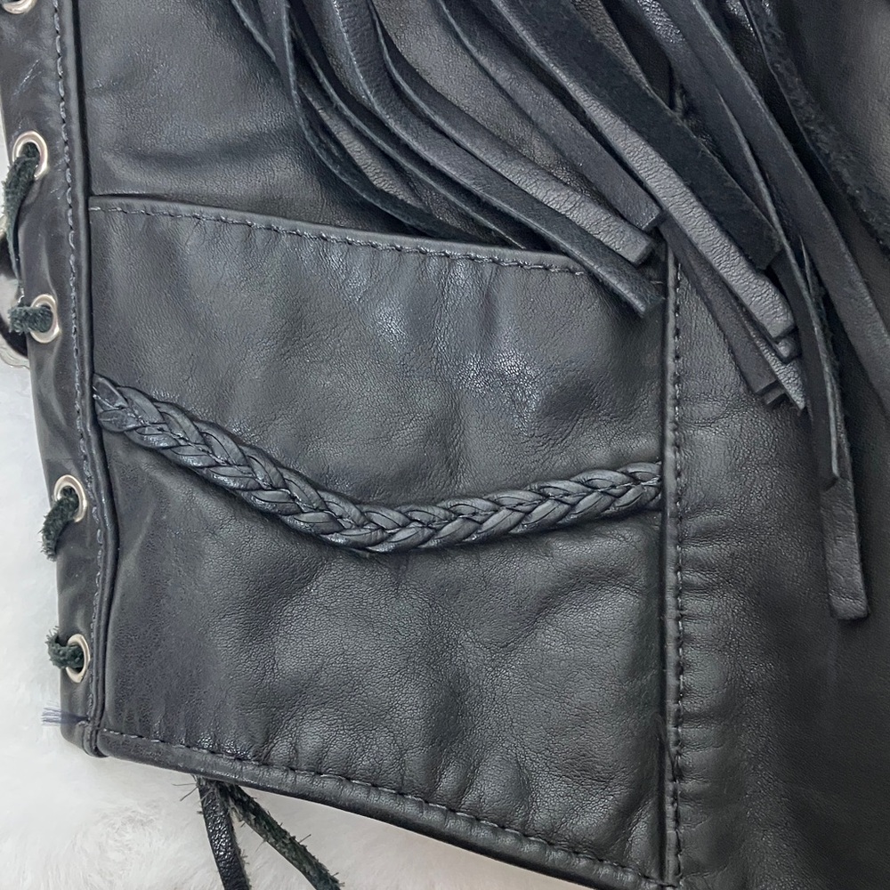 Harley Davidson, black Leather Vest - Picture 5 of 13